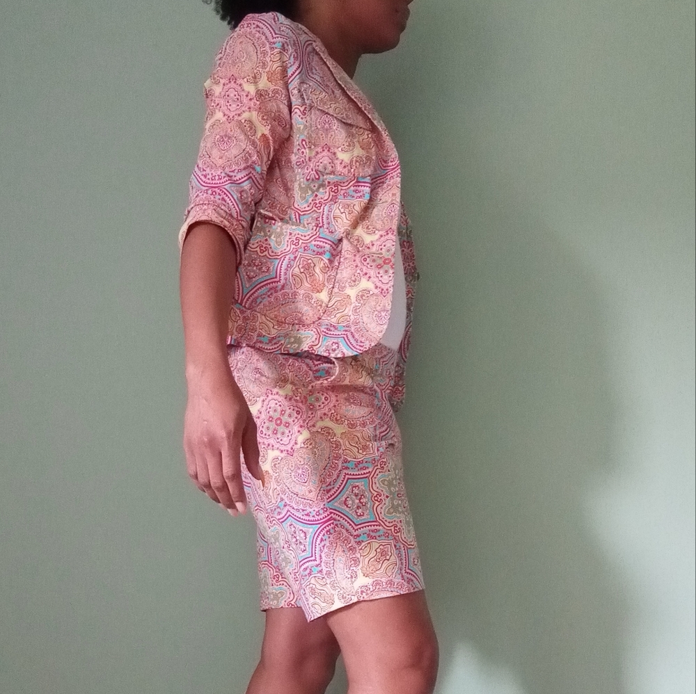 Women's charter club two-piece Paisley Blazer and short set - Picture 5 of 15